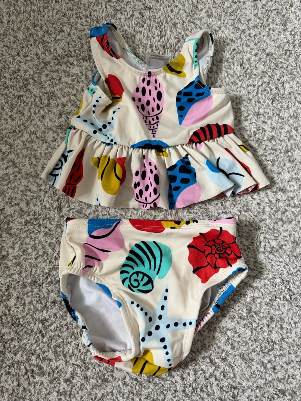 Kids Two-Piece Seashell Print Swim Set - Multicolor